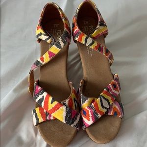 Multicolored Toms Wedges Size 8